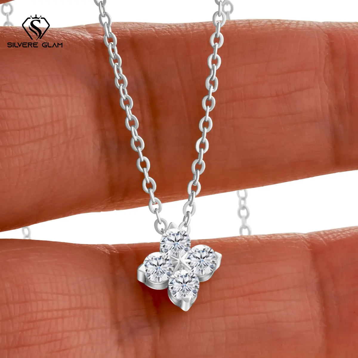 Classic Four Leaf 925 Sterling Silver 0.4CT D Color Moissanite Silver Necklace Chain For Women Fine Jewelry Gift Birthday Party