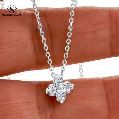Classic Four Leaf 925 Sterling Silver 0.4CT D Color Moissanite Silver Necklace Chain For Women Fine Jewelry Gift Birthday Party