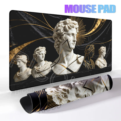 Black Majestic Sculpture Mouse Pad Large Desk Accessories Desk Pad Rubber Base Edge Mousepad Non-Slip Mousepad for Office