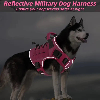 Adjustable No Pull Tactical Dog Harness with Handle Reflective Military Vest for Large Dogs Labrador