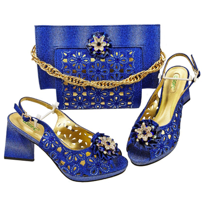 Doershow African fashion Italian Shoes And Bag Sets For Evening Party With Stones pink Italian Handbags Match Bags!  HFV-25