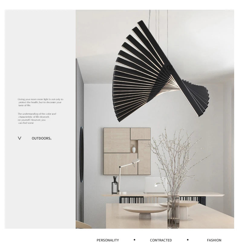 Modern LED Ceiling Chandelier Lights Nordic Luxury Pendant Lights for Living Dining Room Fish Bone Design Dimmable Hanging Lamp