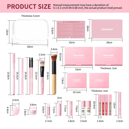 All In One Makeup Set for Full Face Base Concealer Contour Highlight Blush Palette Eyebrow Pencil Eye Shadow Lip Makeup Kit