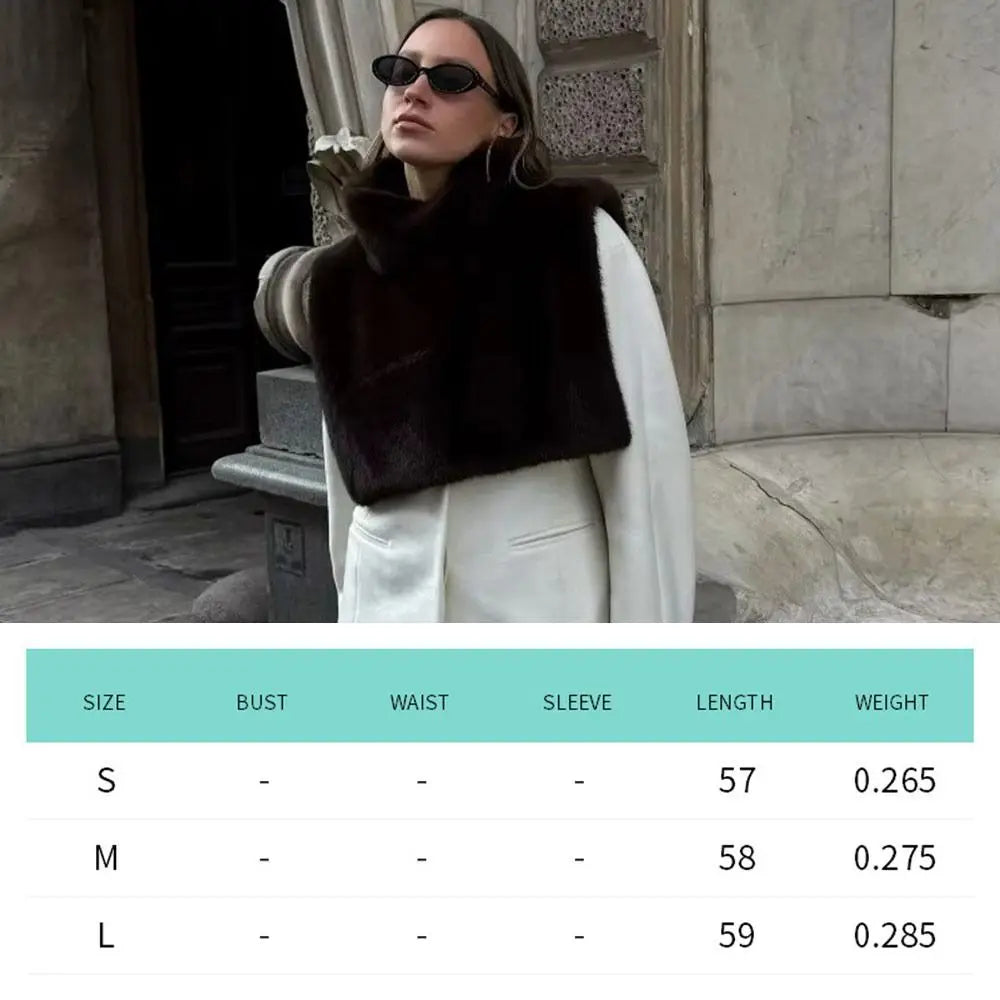 Trendy Outerwear Eco Mink Fur Turtleneck Tank Tops Fluffy Layering Piece Fashion Top Thicken High Collar Waistcoat Autumn Winter