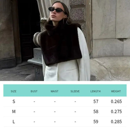 Trendy Outerwear Eco Mink Fur Turtleneck Tank Tops Fluffy Layering Piece Fashion Top Thicken High Collar Waistcoat Autumn Winter