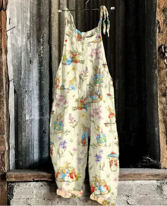 Suspenders Jumpsuits Women Print One Piece Pocket Overalls Sling Long Pants Casual Loose High Waist Rompers Y2k Streetwear 2025