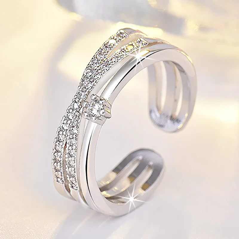 Original 925 Sterling Silver Ring High Quality Adjustable Opening AAA Zircon For Women Wedding Fine Fashion Jewelry Gift
