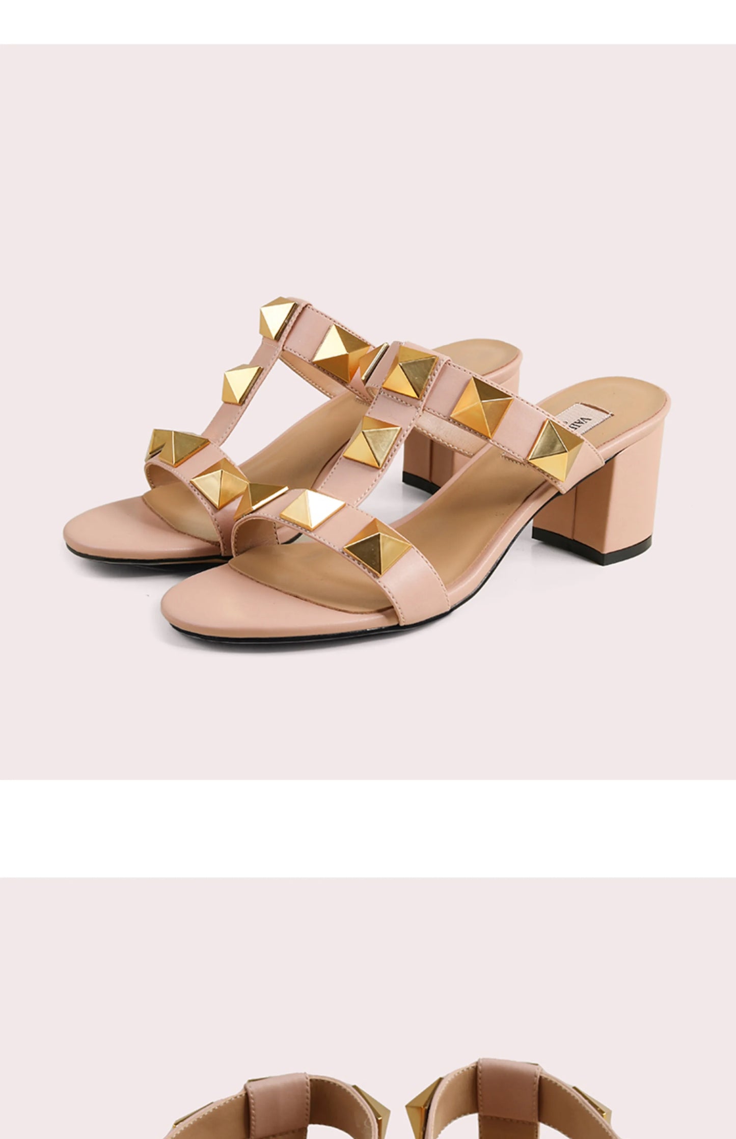 Women's Sandals Summer Gladiator Heeled Sandals Luxury Heeled Slippers Rivets Open Toe High Heels Elegant Ladies Shoes Women