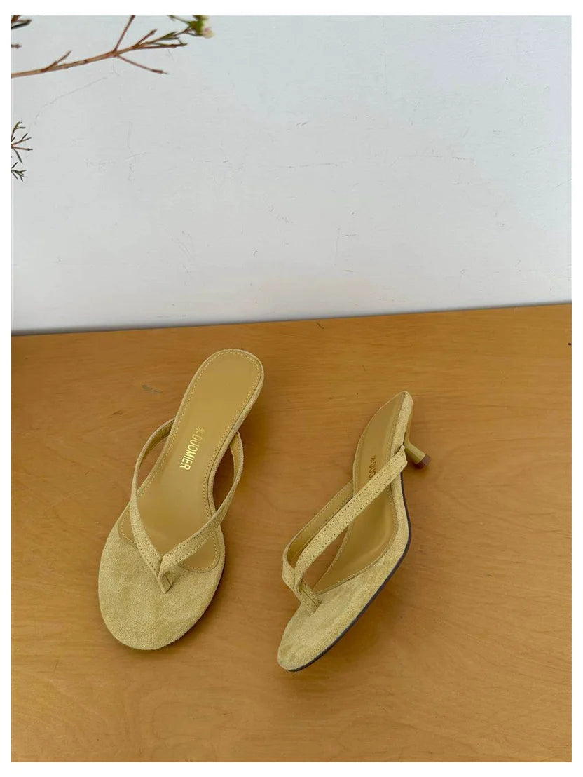 2026 New Summer Thin Heels Slippers Sandals Narrow Band Slides Ladies Shoes Fashion Women Pumps Flip Flops Luxury Slippers Shoes