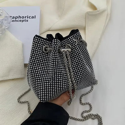 2024 Fashion Women Bling Diamonds Handbag Large Capacity PU Leather Big Totes Designer Female Chain Shoulder Bags Shopping Bags
