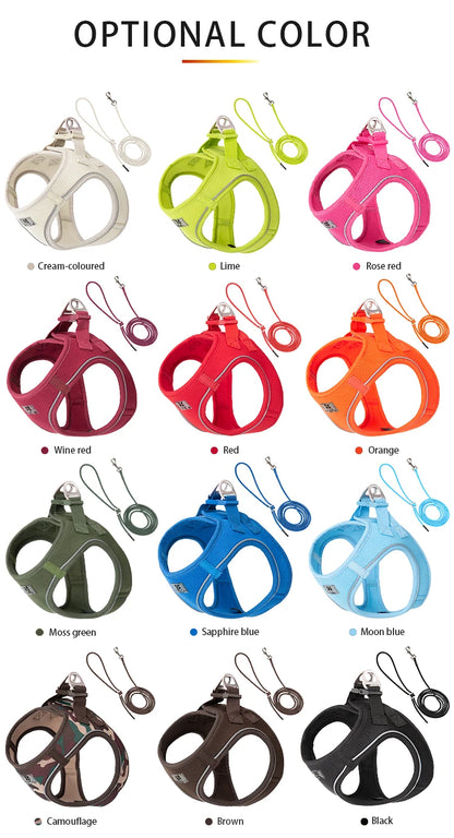 Dog Harness Leash Set for Small Medium Dog Adjustable Reflective Puppy Cat Harness Pet Vest Chihuahua Dachshund Outdoor Walking