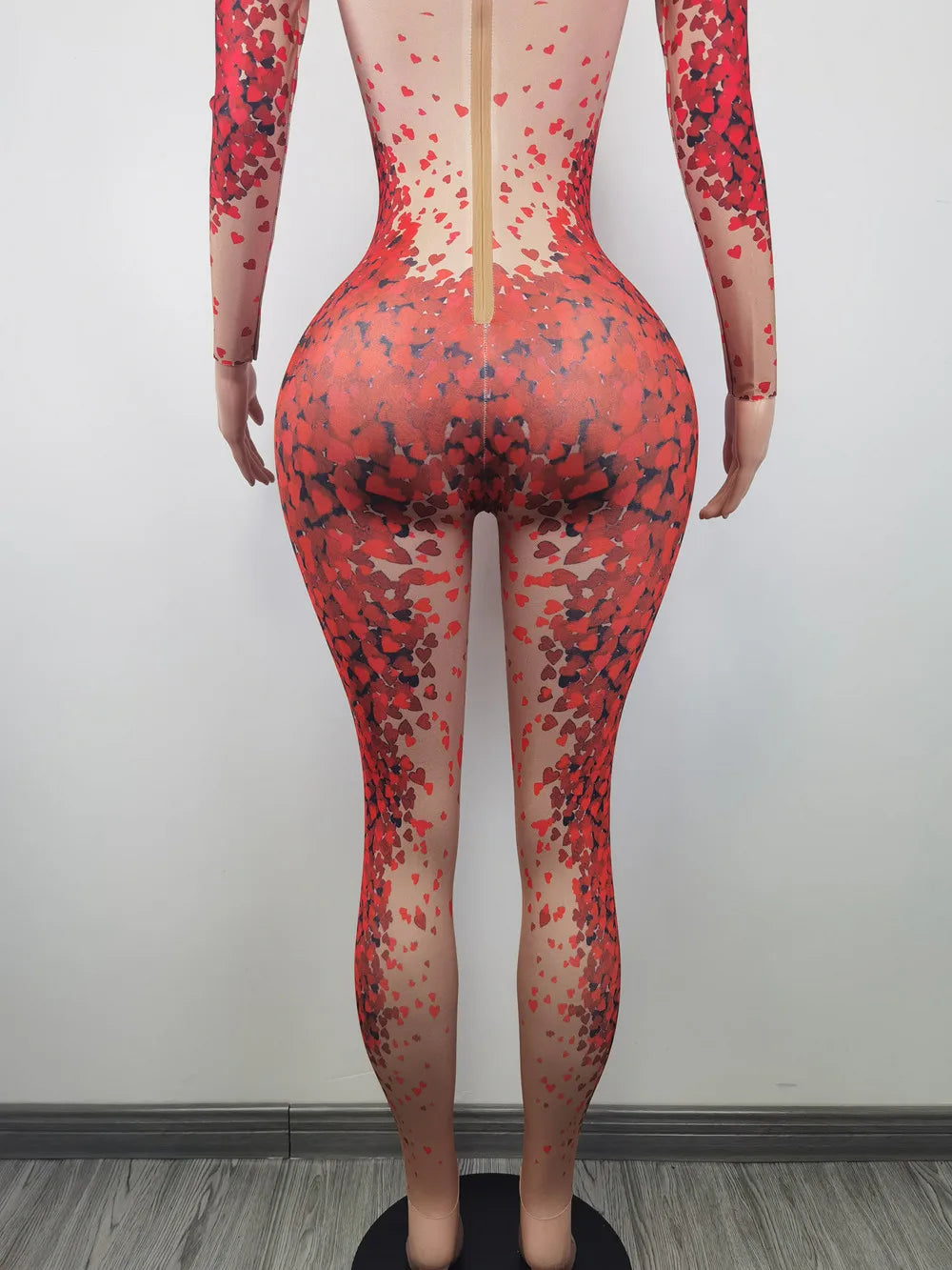 Designer Long Sleeves Love Print Rhinestone Jumpsuits Women Gogo Dancer Costumes Club Bodycon Rompers Drag Queen Show Jumpsuits