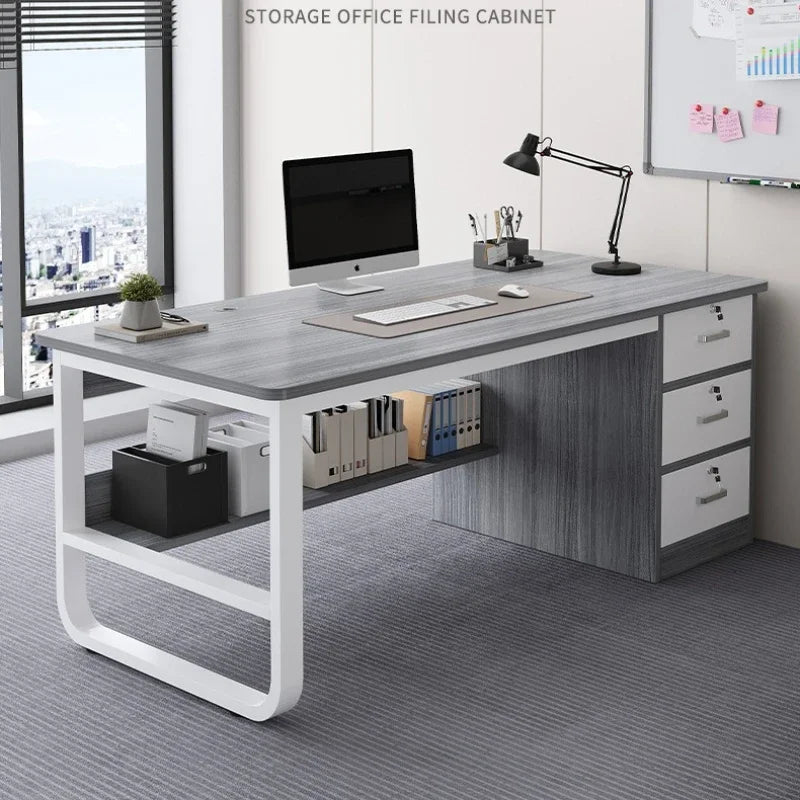 Durable Computer Desk Desktop Simple Single with Drawer Lock Desk Modern Office Staff Desk