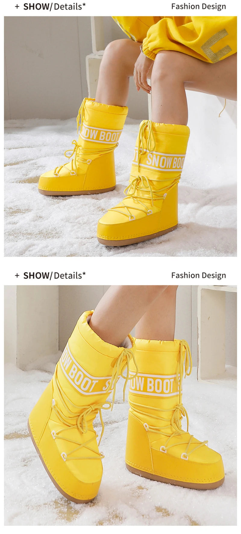 2026 New Women High‑Tubed Moon Boots Space Snow Boots Round‑Toe Lightweight Thick‑Sole Warm Insulated Skiing Winter Outdoor Cott