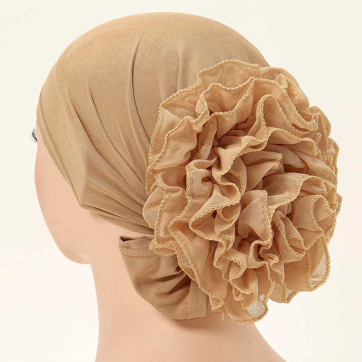 Muslim Under Hijab Cap Big Lace Flower Volumizer Scrunchie Muslim Inner Hijab Islamic  Turban Headwear Female Bonnet Accessories
