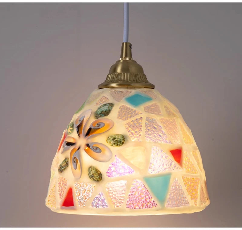 Glass Ceiling Chandelier Creative Sea Shell Lampshade Bedroom Bedside Hanging Lamp Interior Decoration Lighting Pendant Lights
