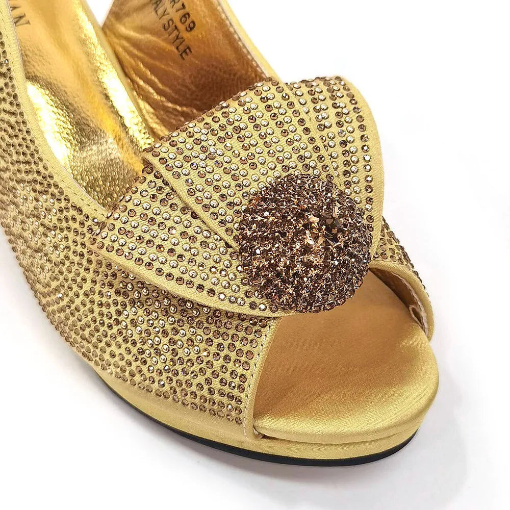Mature Sweet Spot Good Arrival Peach Color Square Heels Peep Toe Shoes Matching Bag Set For Nigerian Women Wedding Party Pump