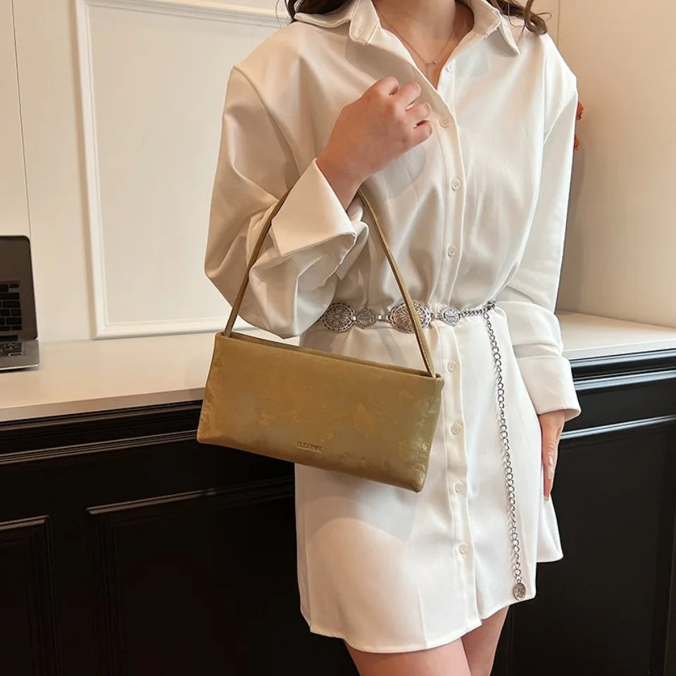 AMYMANG Women Small PU Leather Design Square Underarm Shoulder Bag 2026 New Trendy Crossbody Bag Female Handbags and Purses
