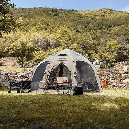 Army Green Coody Dome Air Tent Geodesic Design Inflatable Dome House For Family Outdoor Glamping