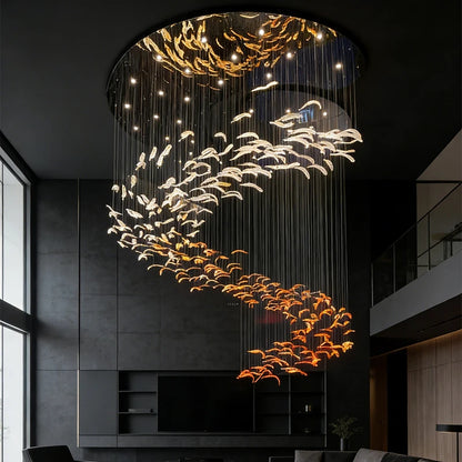 Modern Hotel Lobby Hanging Lamp Luxury Glass Led Chandeliers Customized Long Pendant Light Villa High Ceiling Chandelier Lustre