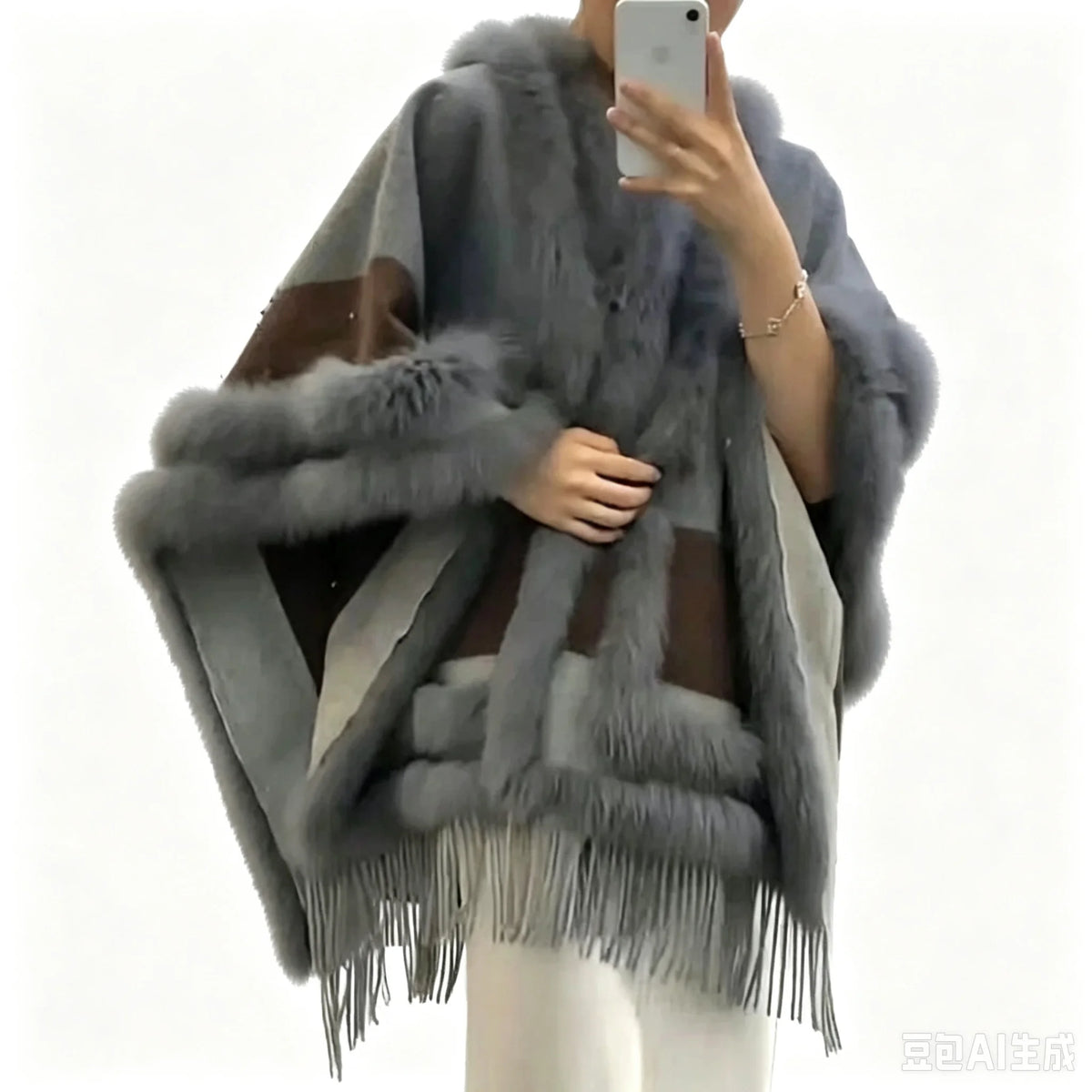 2025 Women Real Fox Fur Shawl High Quality Fashion High Quality Hot sale Female Wool Wrap