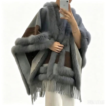 2025 Women Real Fox Fur Shawl High Quality Fashion High Quality Hot sale Female Wool Wrap