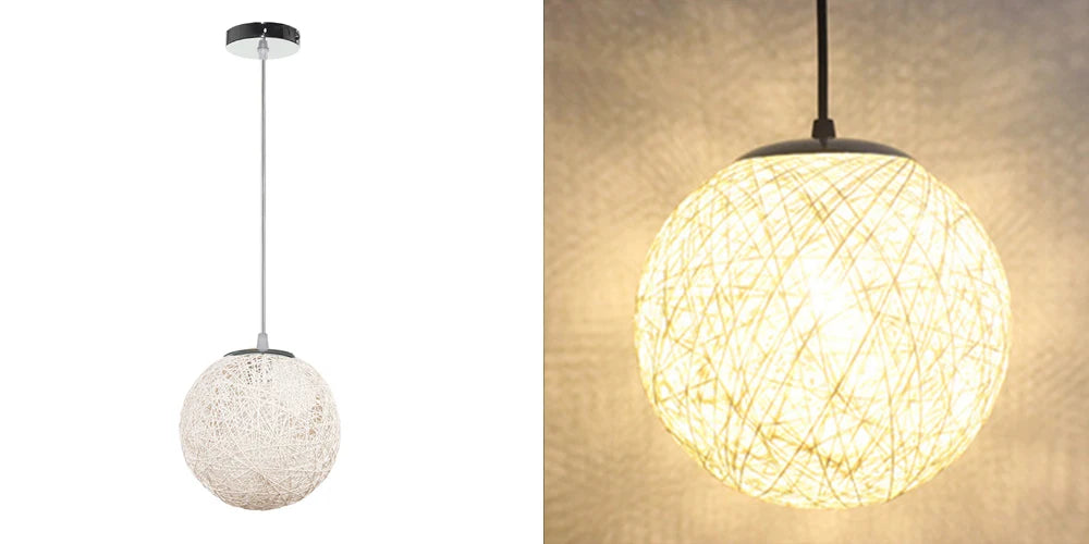 Nordic Hand-woven Rattan Pendant Lights Ceiling Chandelier Modern Hanging Lamps Restaurant Living Room Kitchen Lighting Fixtures