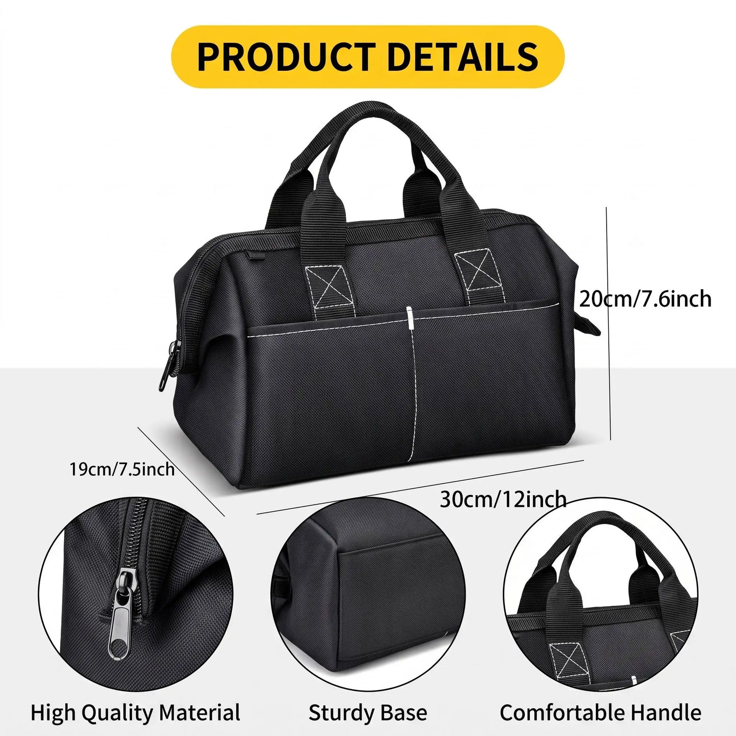 Professional Easy Access Tool Bag With Widened Opening Wear Resistant Oxford Cloth Portable Work Storage Bag For Electricians Carpenters DIY Enthusiasts Handyman Tool Carrier