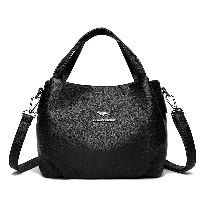 Genuine Soft PU Leather Handbags for Women Vintage Shoulder Tote Bag Luxury Designer Ladies Large Capacity Purse Bags Sac A Main