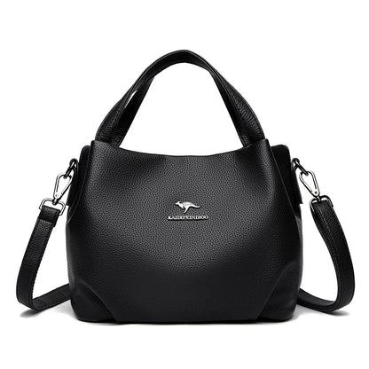 Genuine Soft PU Leather Handbags for Women Vintage Shoulder Tote Bag Luxury Designer Ladies Large Capacity Purse Bags Sac A Main
