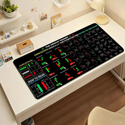 Virtual Currency BTC Stock Trading Chart Cheat Sheet Mouse Pad For Office Gaming And Keyboards Non-Slip Large Waterproof