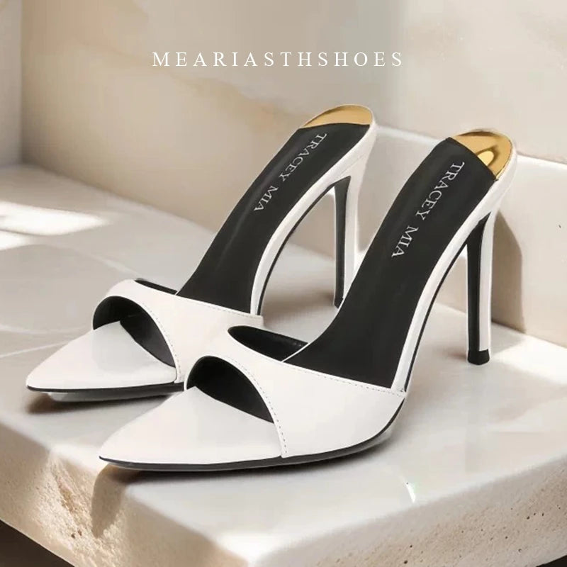 Super-high Heel Slippers Women Shoes Summer Peep Toe Mixed Colors Stiletto Sandals Sexy Party Ladies Shoes Luxury Woman Pumps