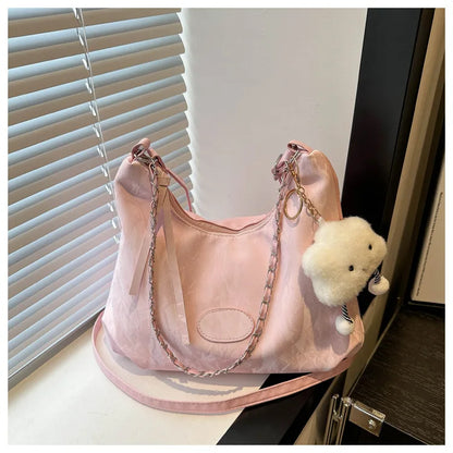 New Summer Chain Commuting Bag, Casual Student Soft Face Large Capacity Bag for Women, Fashion Single Shoulder Crossbody Bags