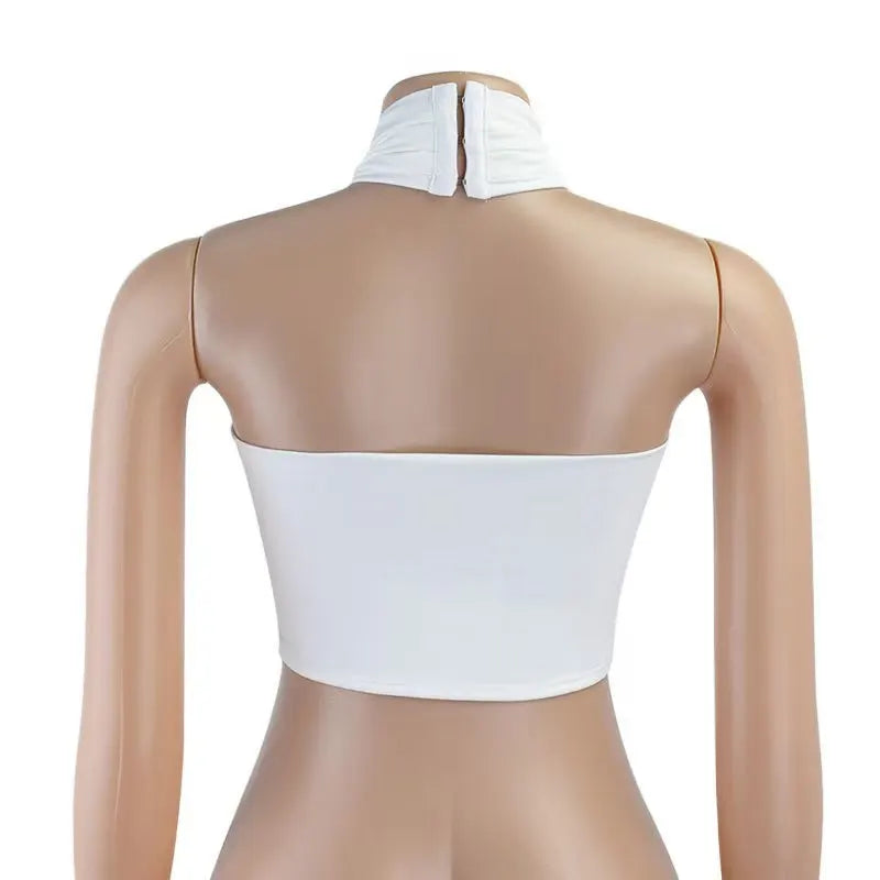 Women Strappy Cross Over Front Cut Out Halter Neck Sleeveless Backless Wrap Crop Top Bandage Vest Summer Sexy Tops Woman Clothes
