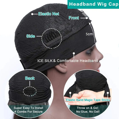 Kinky Straight Headband Wigs Remy Human Hair Wig Ready To Wear Brazilian Yaki Straight Headband Human Hair Wig for Women