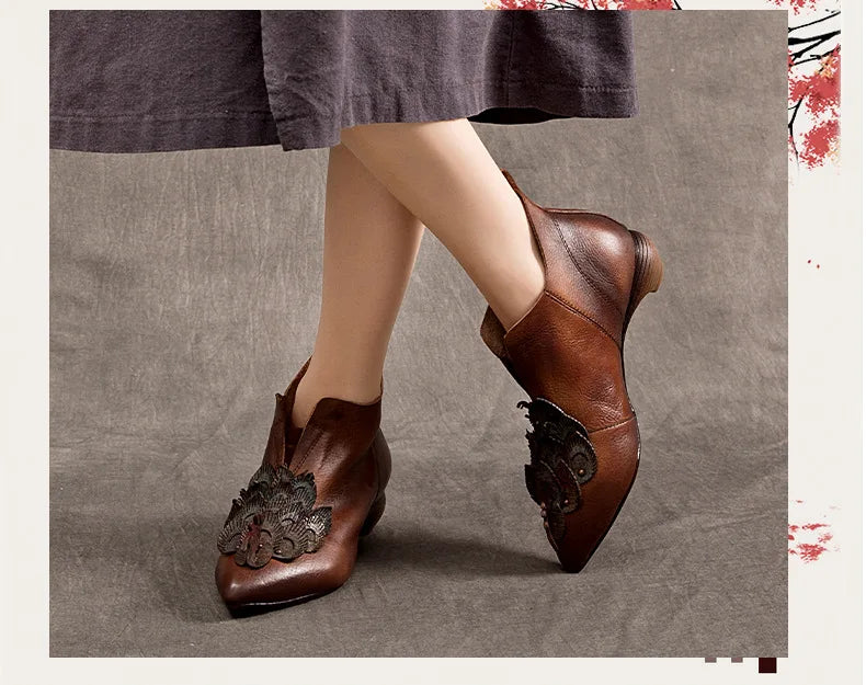 Myjyjz 3.5cm Genuine Leather Women Mary Jane Sandals Shoes Chunky Heels Fashion Hollow Comfy Point Toe Ankle Boots Summer Pumps