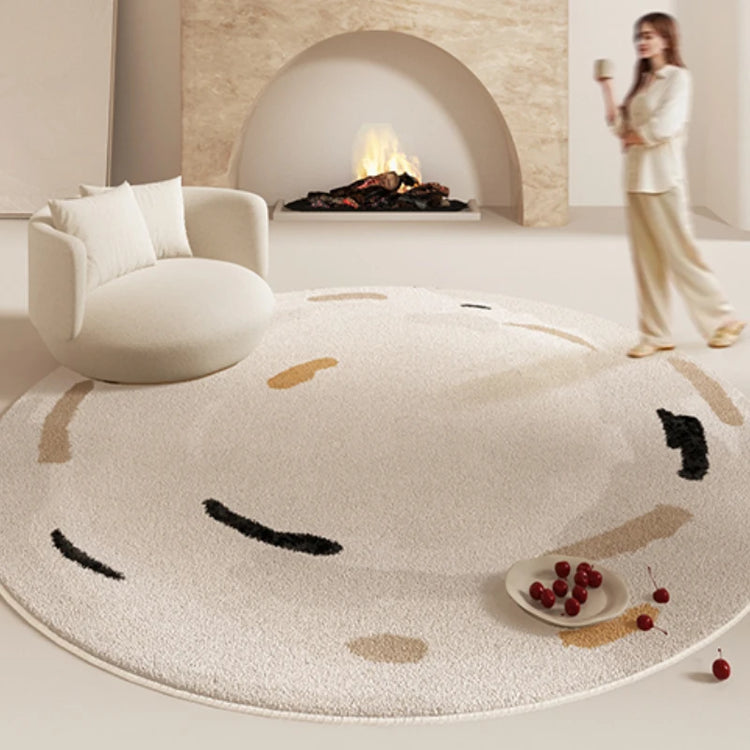 Cream Style Bedroom Decor Carpet Large Area Round Carpets for Living Room Home Thicken Washable Floor Mat Fluffy Soft Lounge Rug