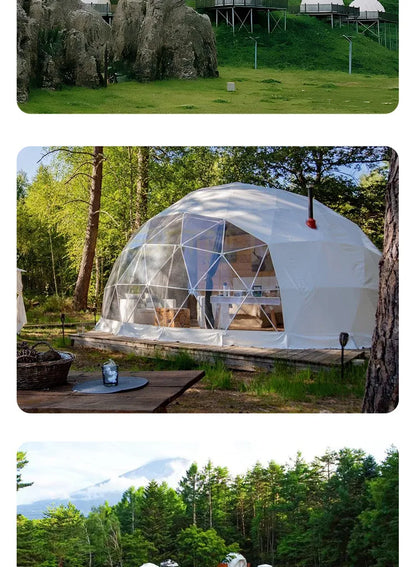 Geodesic Dome Manor Greenhouse Tent Leisure Resort Vacation Outdoor Glamping Round Tent Transparent Starry Sky Luxury Hotel Dome