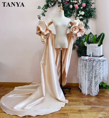Red  Mikado Satin Long Wedding Cape Puffy Short Sleeves Court Tain Evening Cape Outfit Coat For Women Costume DJ199