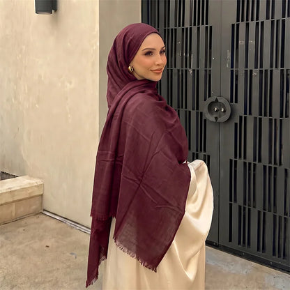 New Long Scarf Women Cotton Scarf Beach Hijab Shawls and Wraps 2026 Luxury Brand Solid Color  Echarpe Designer