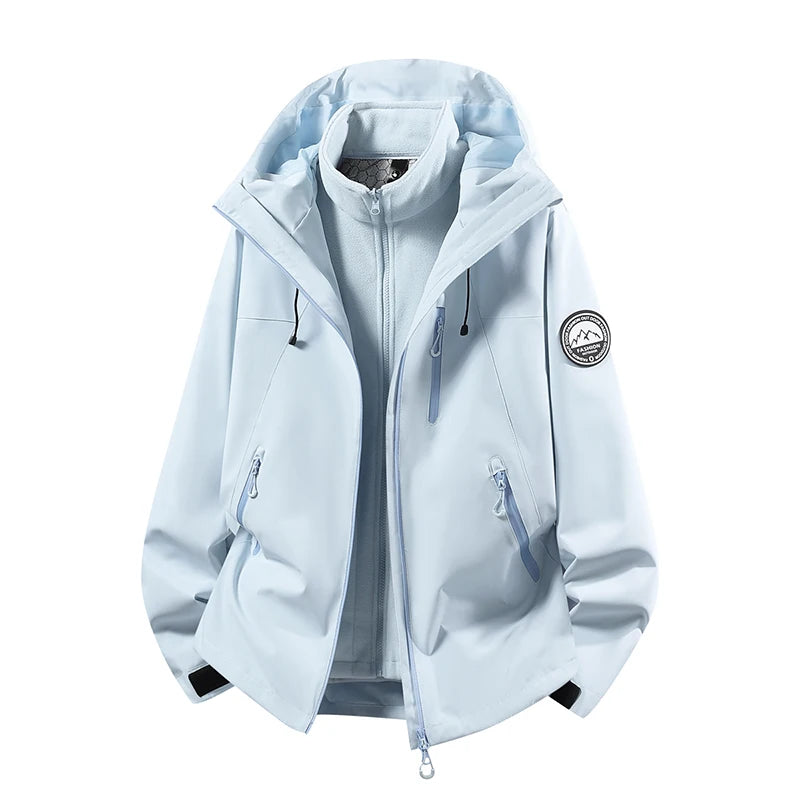 CHRLCK Men Women Hiking 3IN1 Jackets Waterproof Fleece Windproof Windbreaker Camping Climbing Trekking Outdoor Jacket Autumn