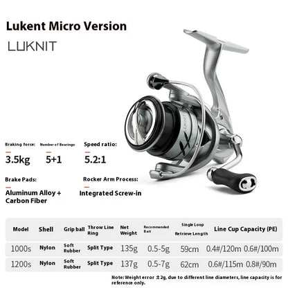 Ultralight Carbon Spinning Reel 1000S–1200S 5.2:1 Gear Ratio 9kg Max Drag  Micro Lure Fishing Reel for Freshwater   Saltwater