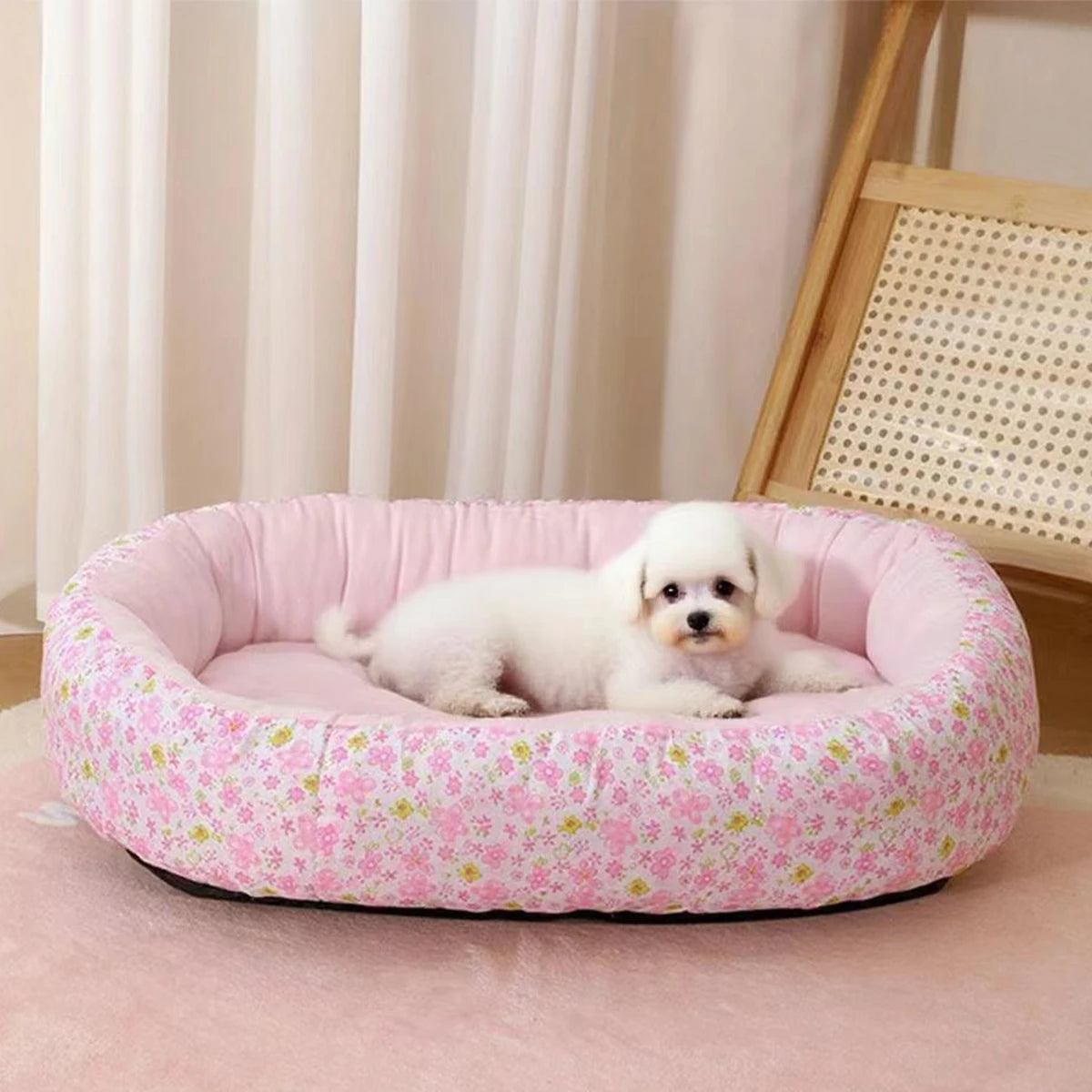 Floral All Season Dog Bed for French Bulldog Chihuahua Soft Cat Bed for Dogs Sleeping Puppy Pad Sofa Dog Bed  Four Color Pet Pad