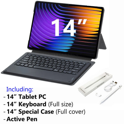 Nenmone Mpad15 2 in 1 Tablet Laptop 14' Android 15 Octa Core 14inch Tablet 16GB RAM 512GB 4G+wifi Dual Speakers 12000Mah Battery