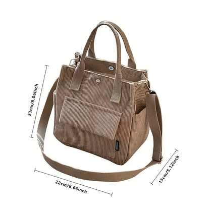 Large Capacity Corduroy Tote Bags for Work Commuting Carrying Bag College Style Student Outfit Book Shoulder Bag Shopping Bag