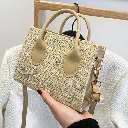 Fashion Women Summer Straw Bag Girls Shoulder Bags Casual Handbag Solid Color Crossbody Bags