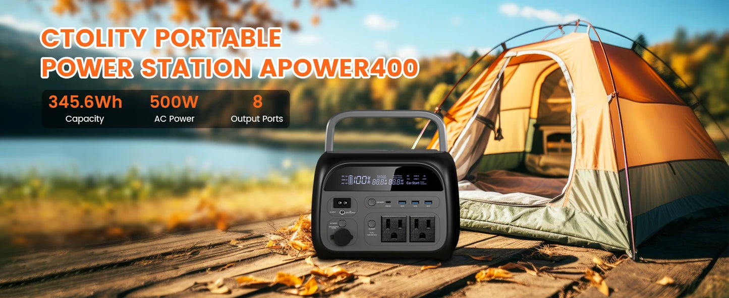 CTOLITY 2400W Power Station With 200W Solar Panel 20.5V USB TYPE-C Portable Power Bank 1024Wh Lifepo4 Battery Charging Station