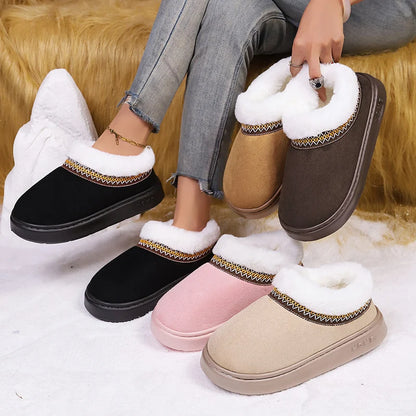 Fluffy Women's Slippers Home Casual Plush Ankle Boots Female Winter Fuzzy Fur Luxury Designer Plarform Shoes Girl Indoor Outdoor