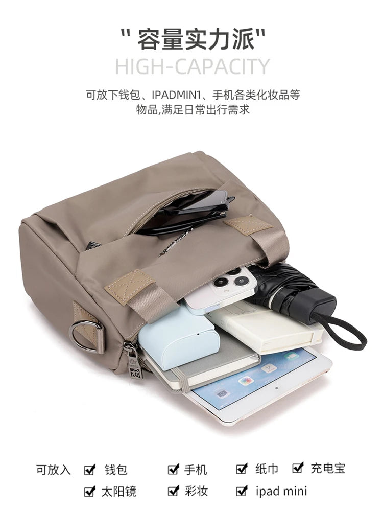 Ladies Lightweight Shoulder Bag Waterproof Nylon Handbag for Commuter Work Casual Crossbody Bags for Women Messenger Bag