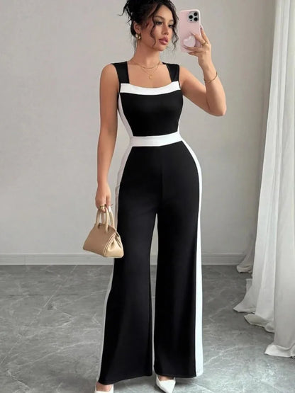 Women's Jumpsuit Casual Color Block Sleeveless Wide Leg Summer Vacation Commuting Office Business Streetwear Daily Rompers 2026